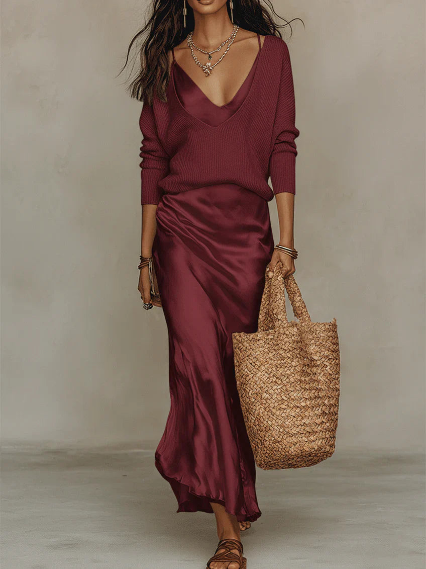 NELENA | Set rochie midi cu pulover