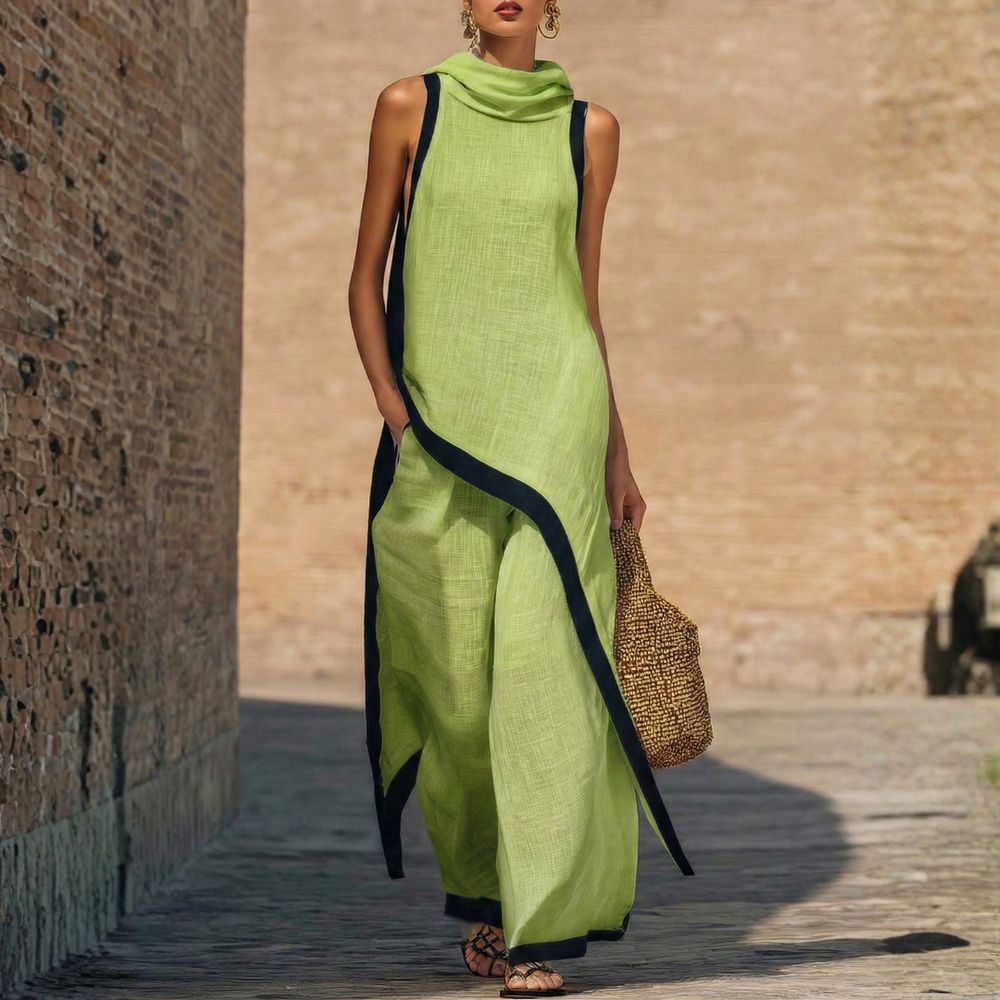 LEONORA | Compleu din in cu pantaloni largi
