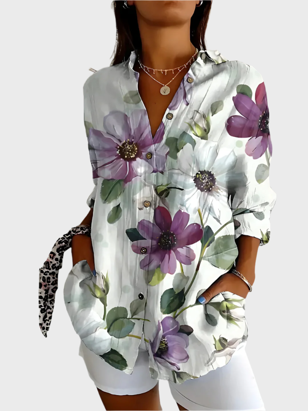 LARISA | Bluză florală cu mâneci lungi