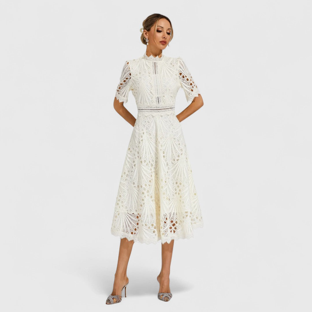 LYDIA | Rochie midi cu dantelă