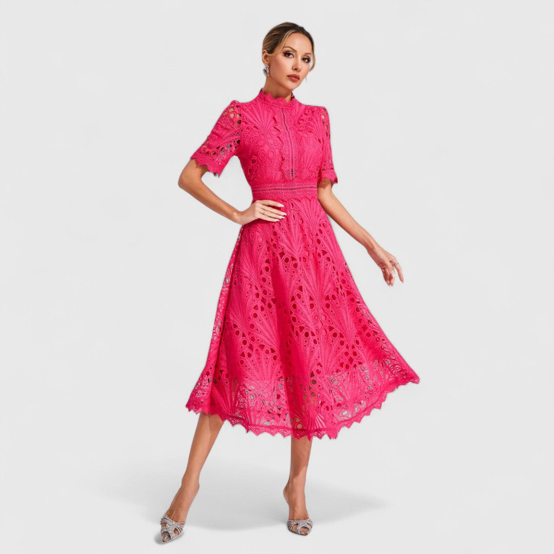 LYDIA | Rochie midi cu dantelă