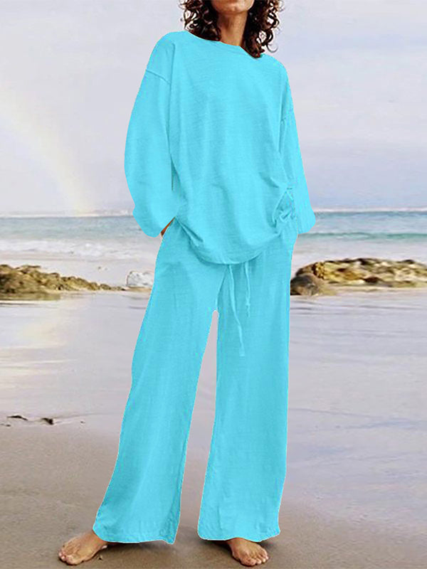 FREYA | Set cu Pantaloni Largi și Bluză cu Mâneci Lungi