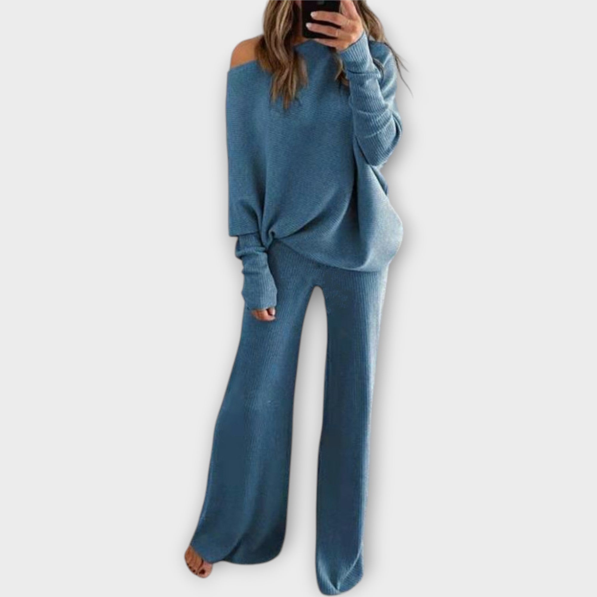 SONIA | Set tricotat cu pantaloni largi