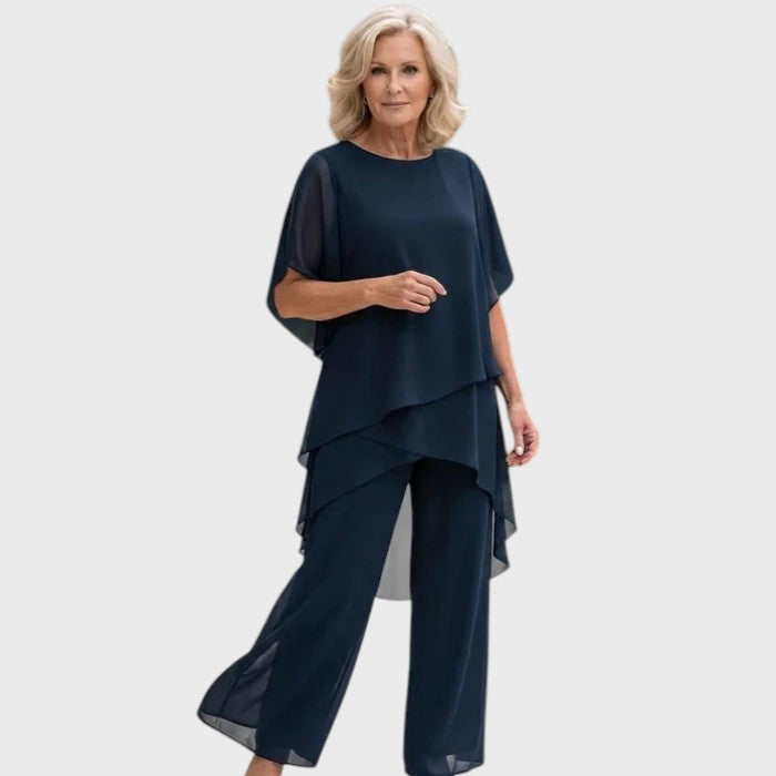 NICOLETA | Sacou cu pantaloni palazzo drapatați