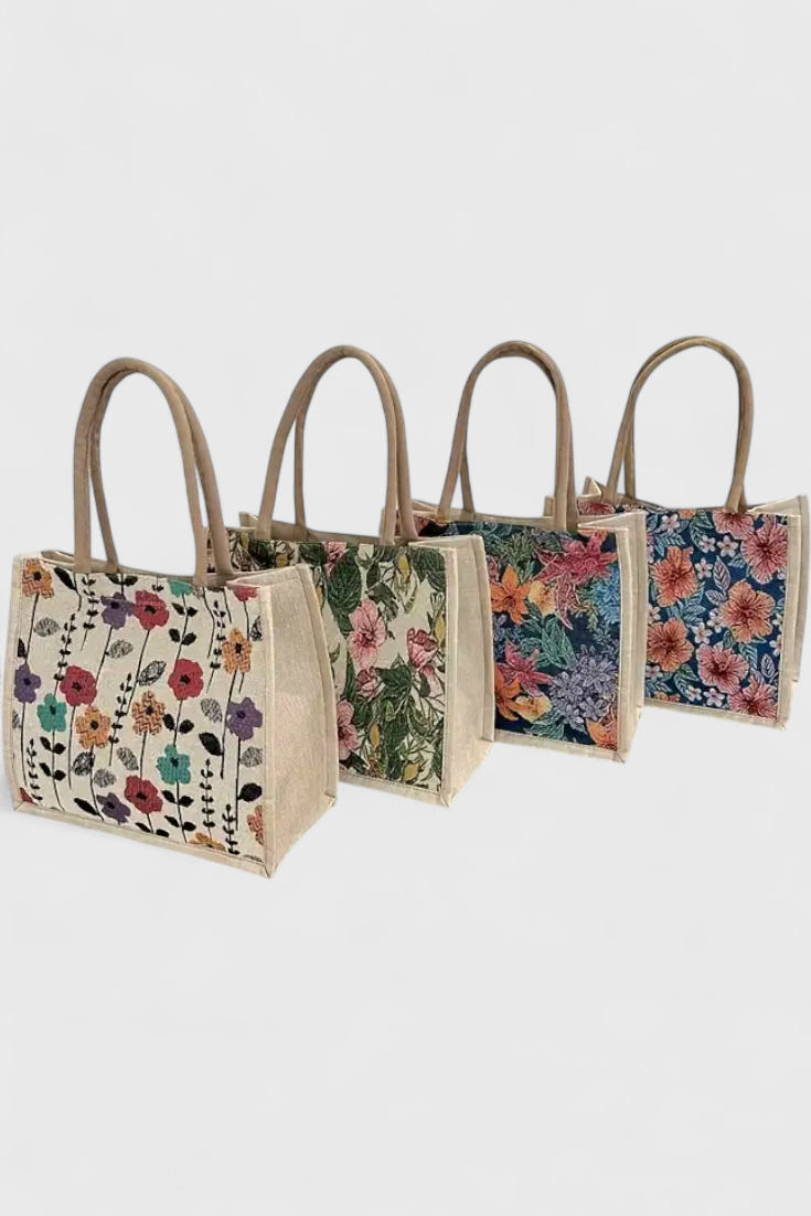 PATRICIA | Geantă din iută cu imprimeu floral