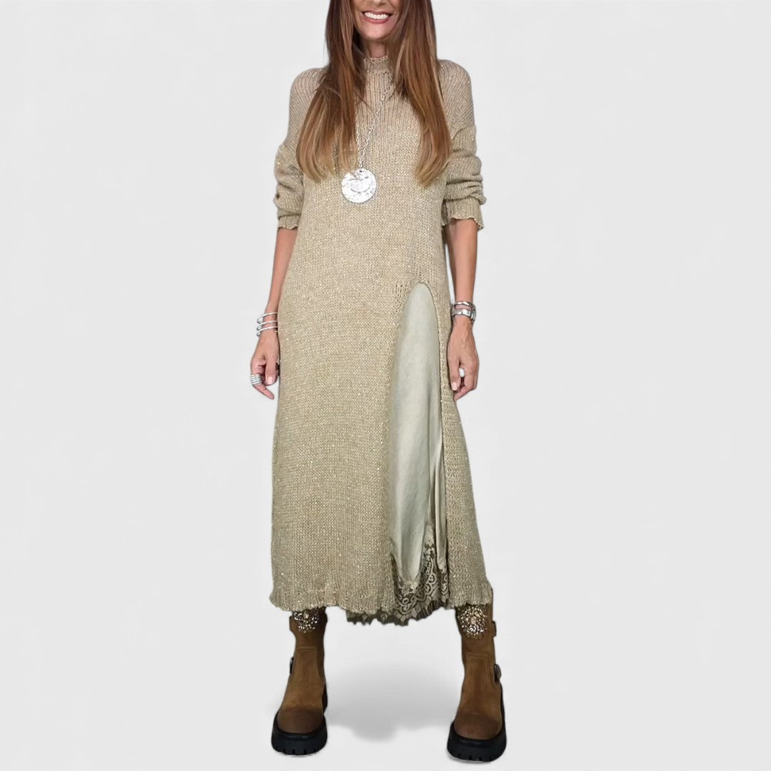 LENA | Set tricotat cu rochie fluidă