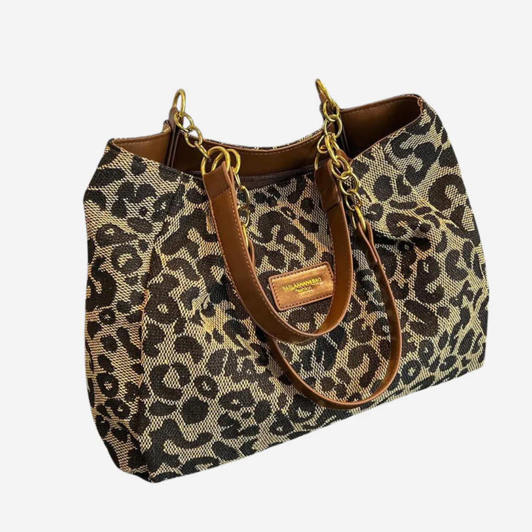 LAURA | Geantă din pânză cu model leopard