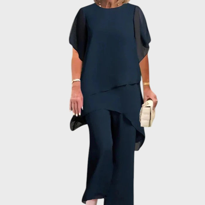 NICOLETA | Sacou cu pantaloni palazzo drapatați