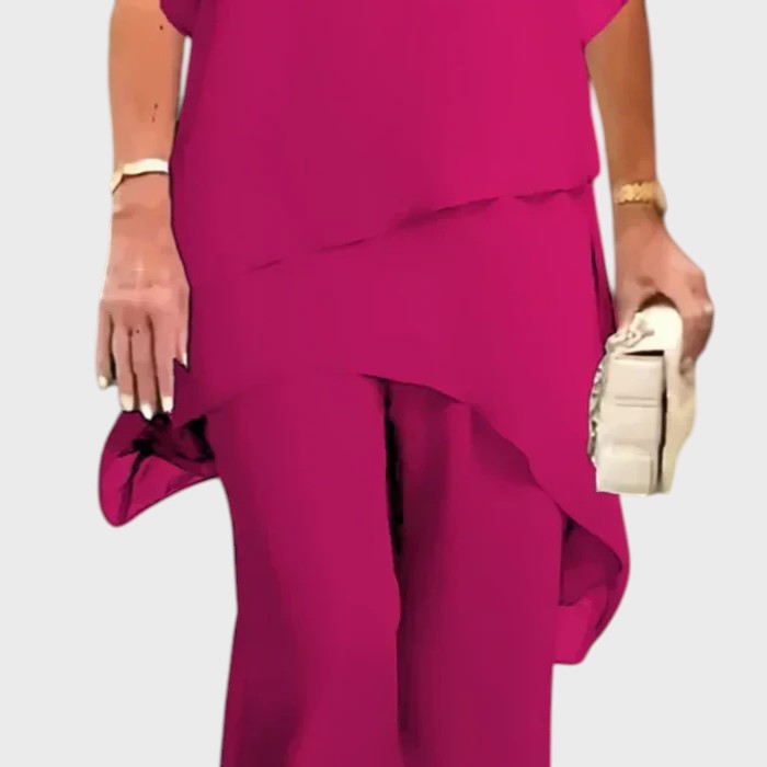 NICOLETA | Sacou cu pantaloni palazzo drapatați