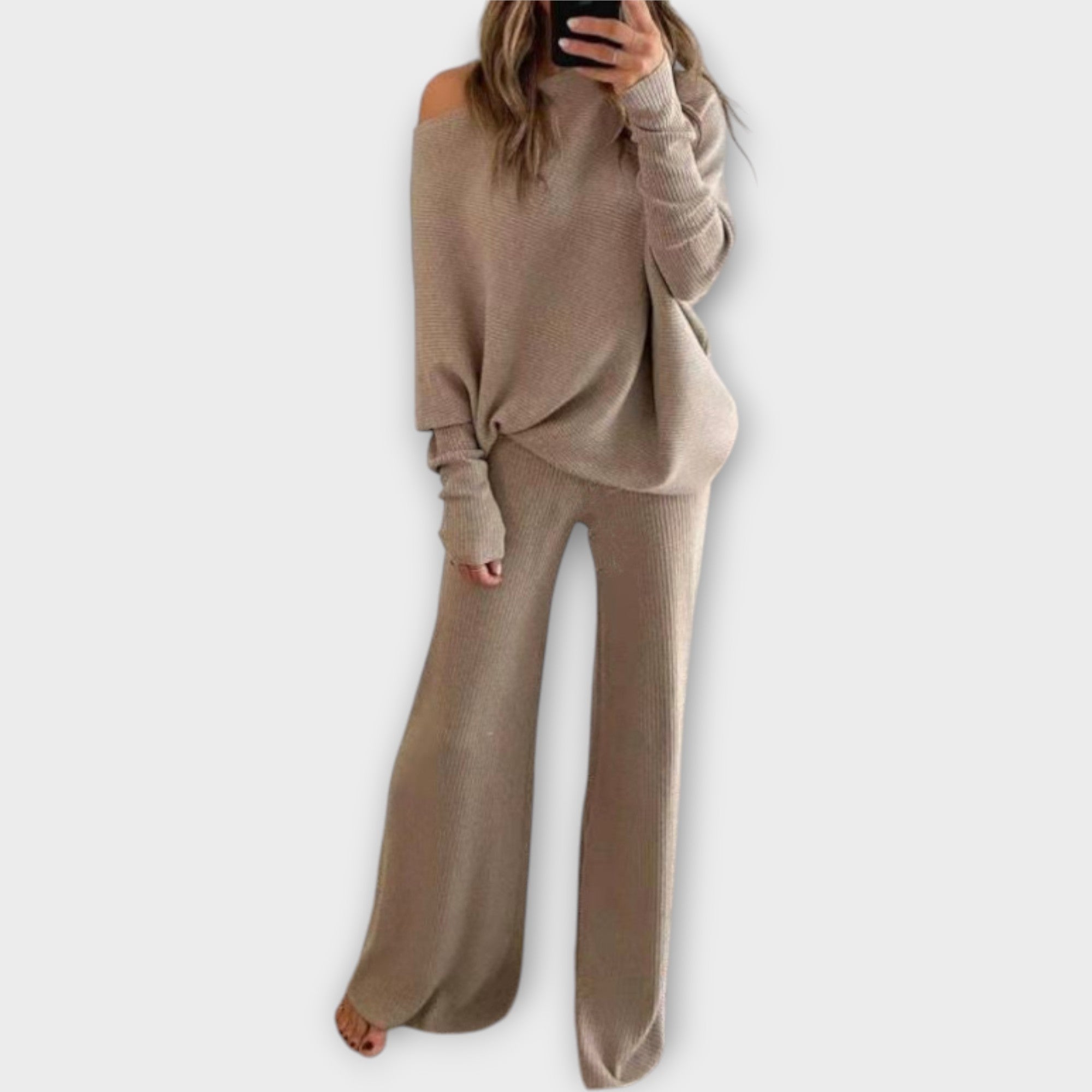 SONIA | Set tricotat cu pantaloni largi