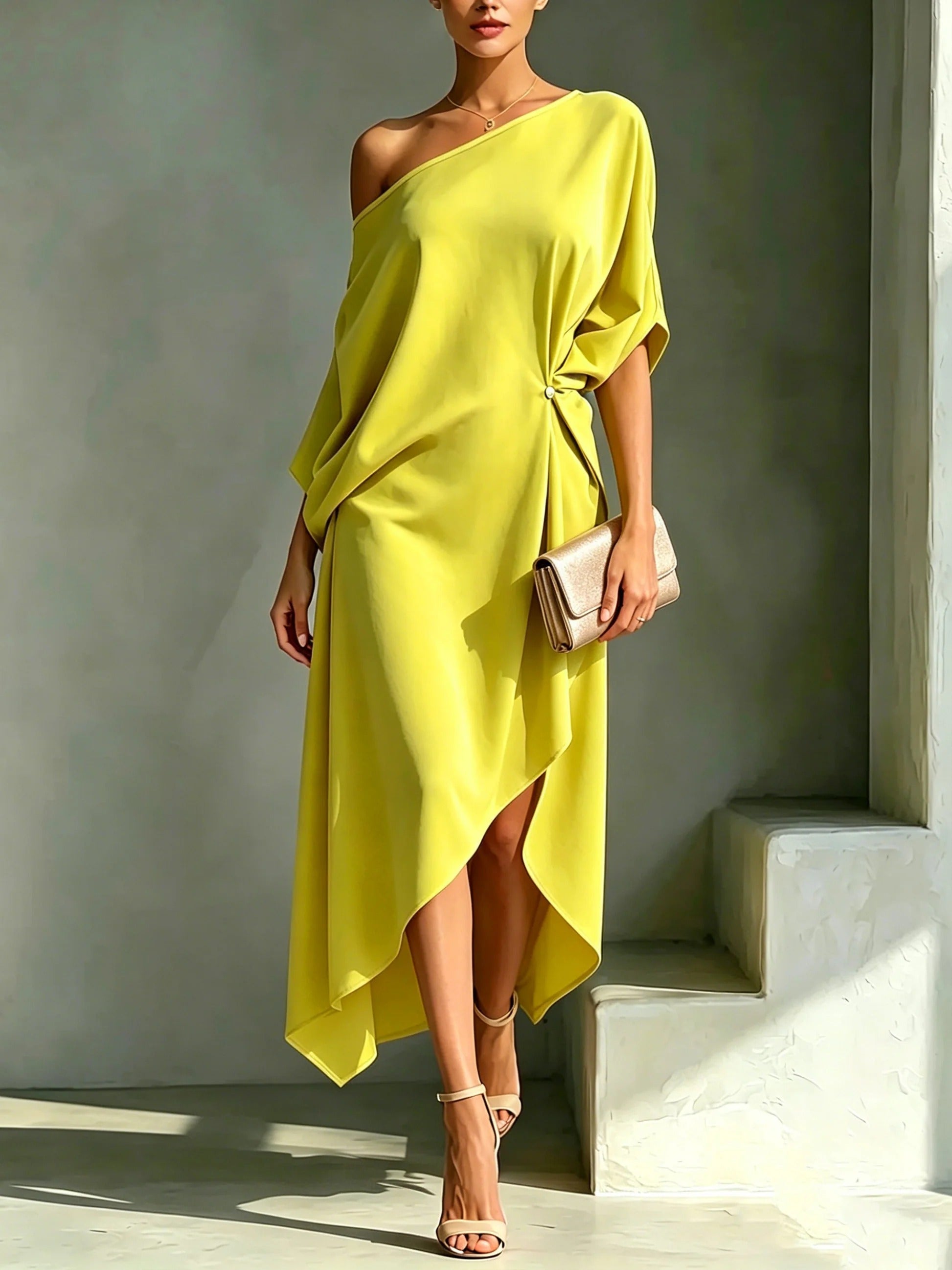 CAMILA | Rochie midi asimetrică elegantă