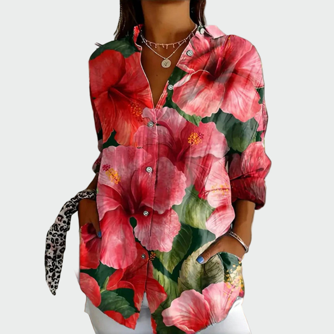LORENA | Cămașă florală cu mânecă lungă