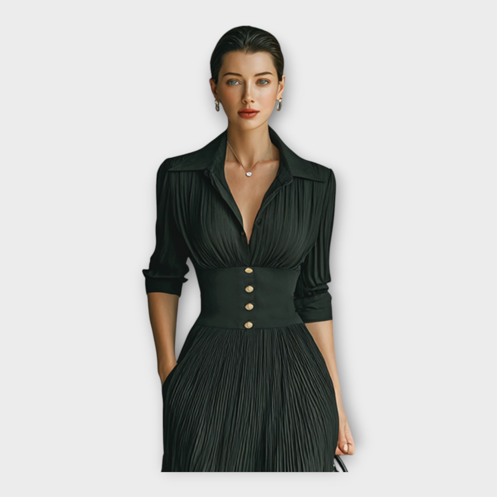 LORENA | Rochie lungă plisată