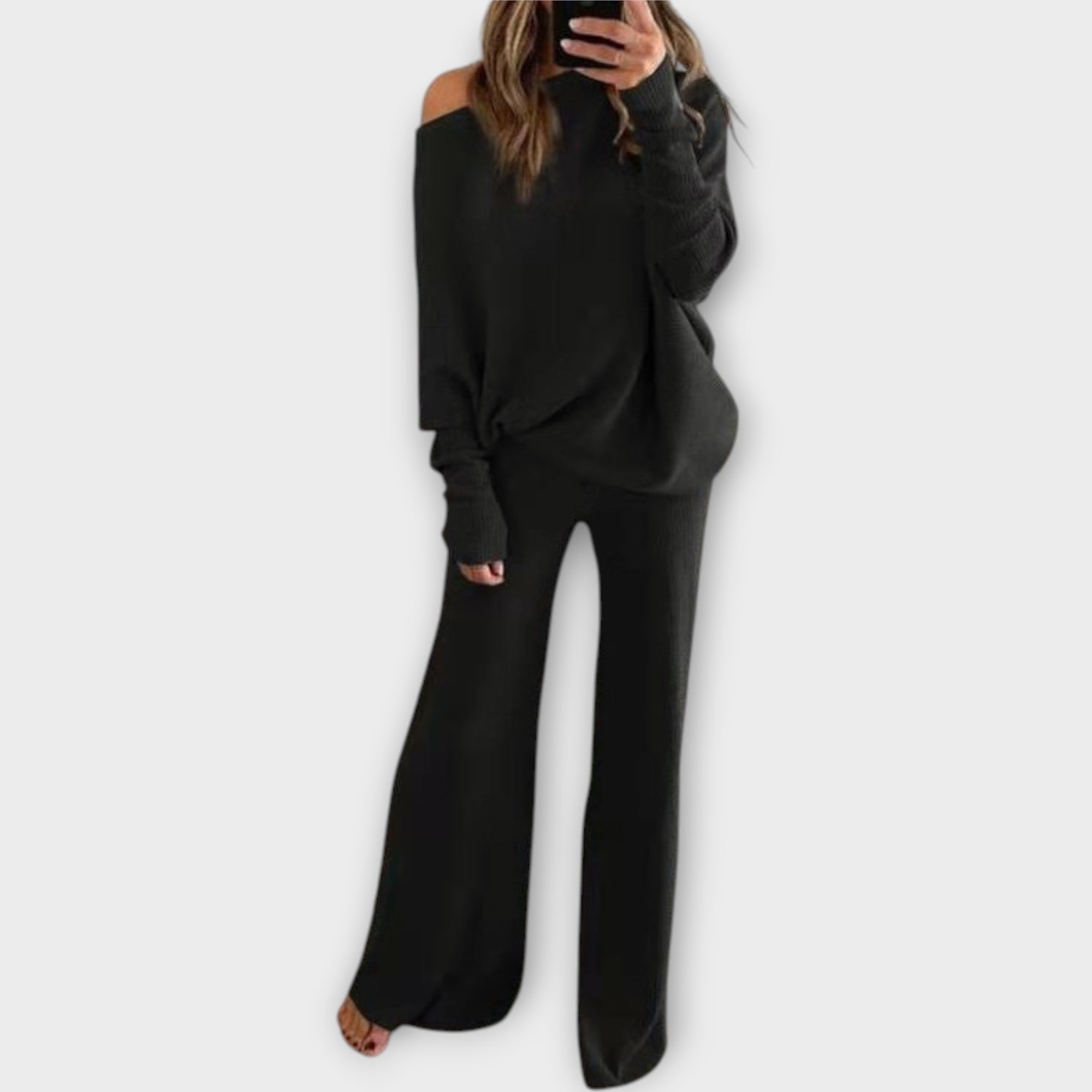 SONIA | Set tricotat cu pantaloni largi