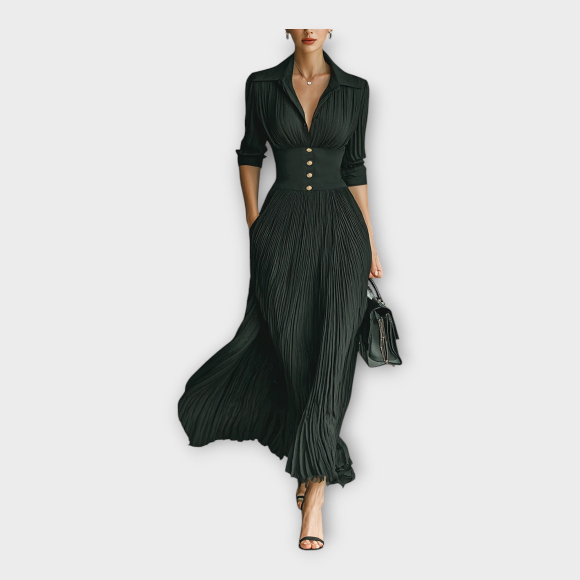 LORENA | Rochie lungă plisată