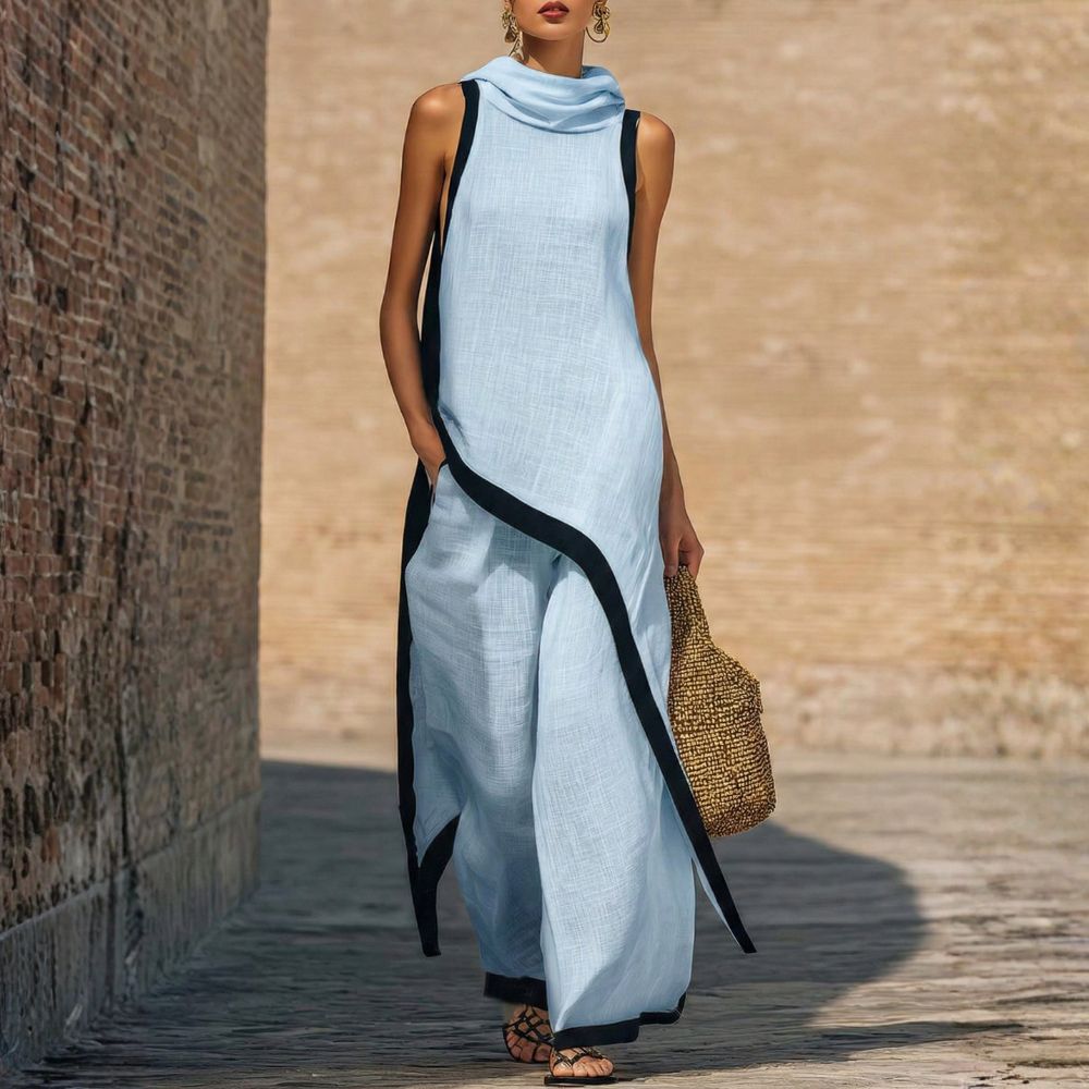 LEONORA | Compleu din in cu pantaloni largi
