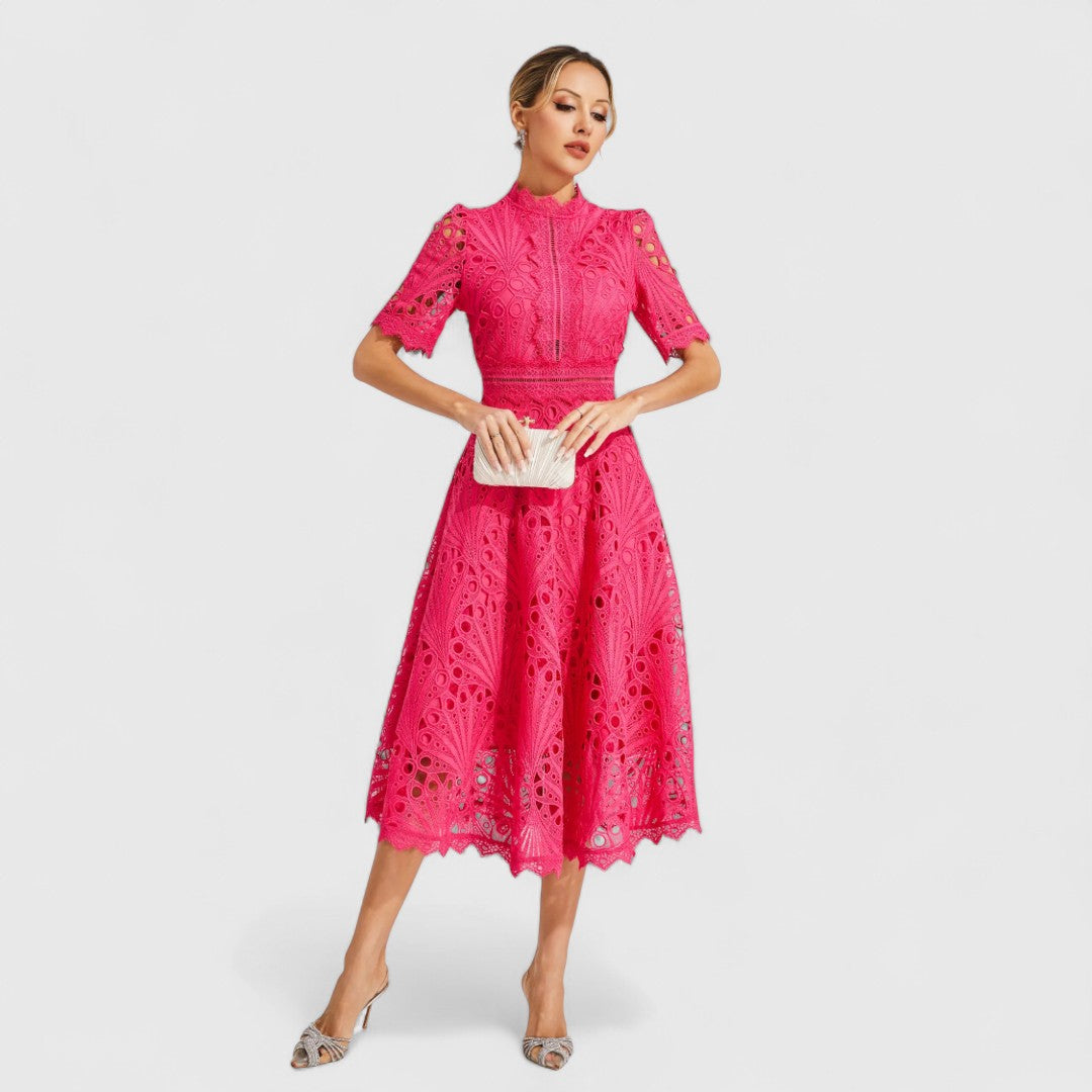 LYDIA | Rochie midi cu dantelă