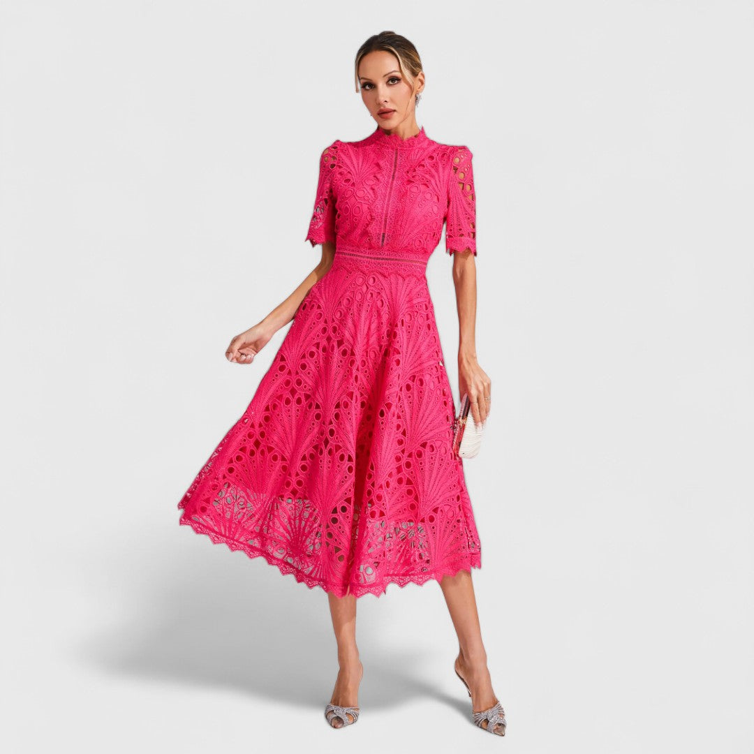 LYDIA | Rochie midi cu dantelă