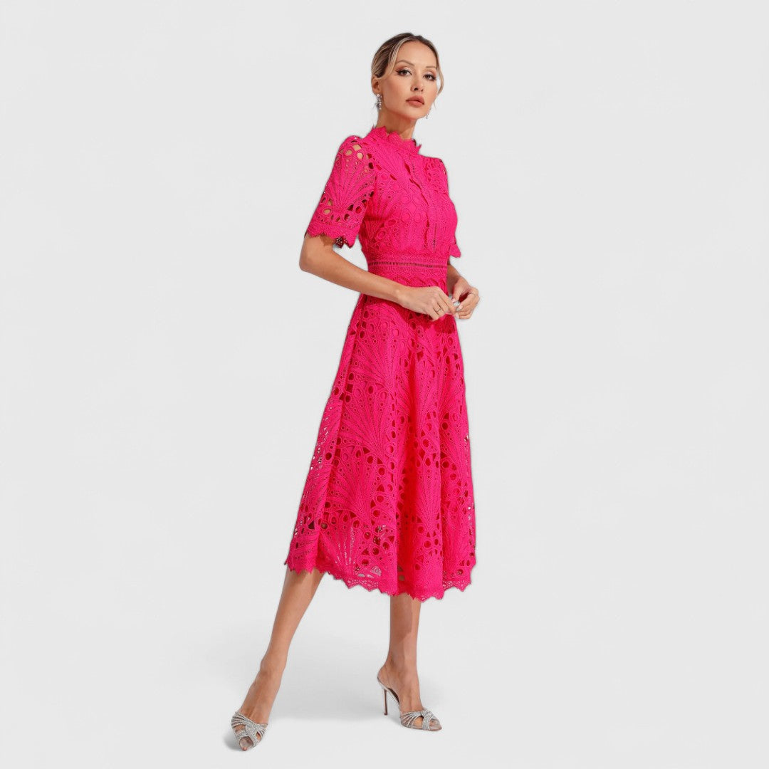 LYDIA | Rochie midi cu dantelă