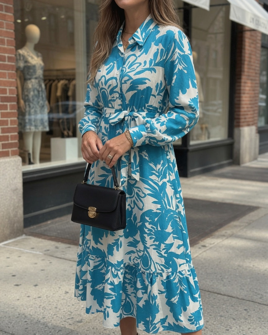 CHARLOTTE | Rochie Midi din Țesătură Fluidă cu Print Floral