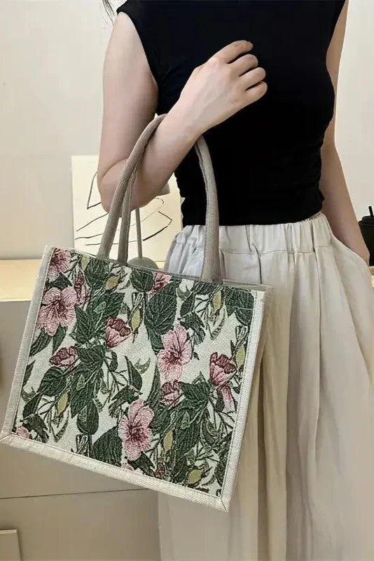 PATRICIA | Geantă din iută cu imprimeu floral