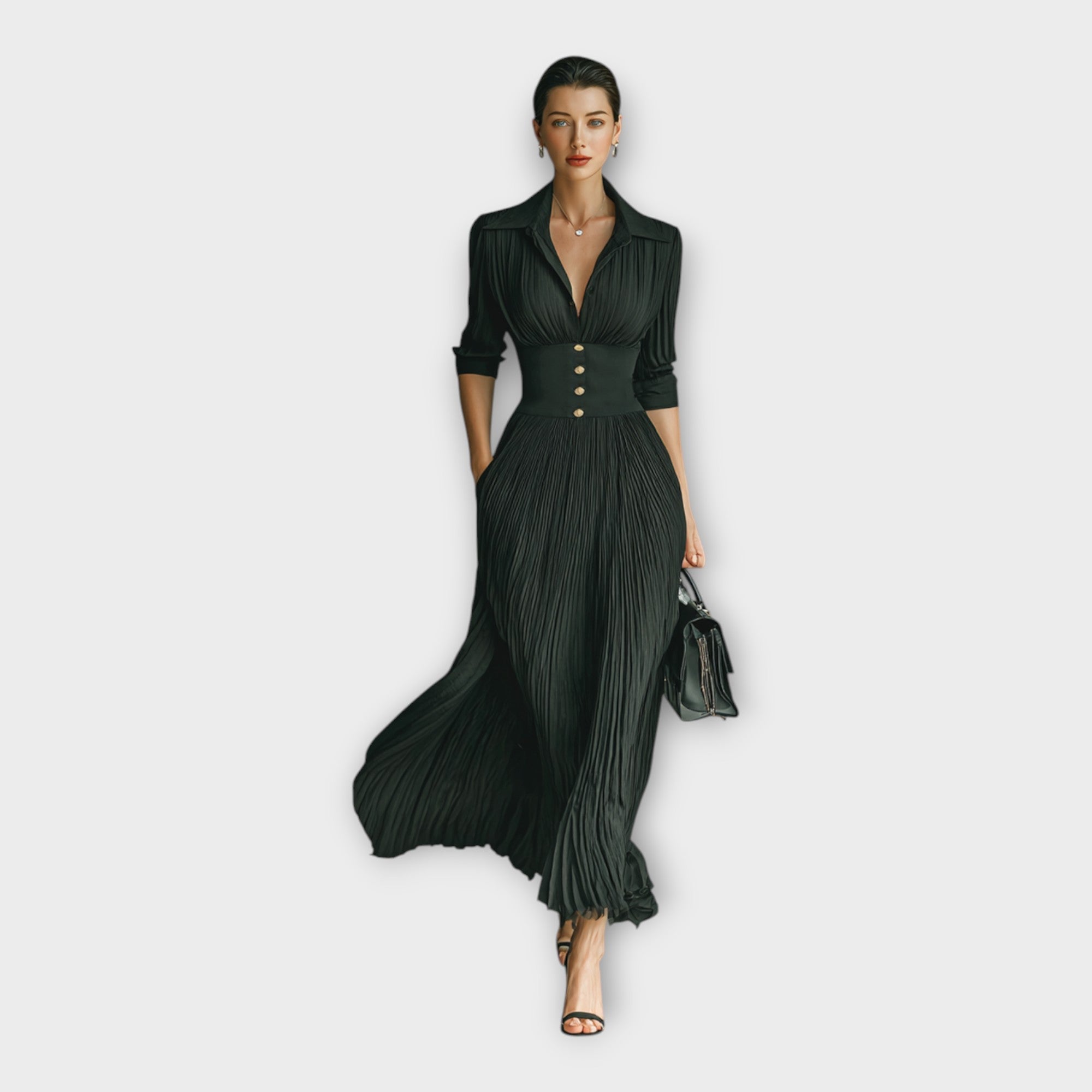 LORENA | Rochie lungă plisată