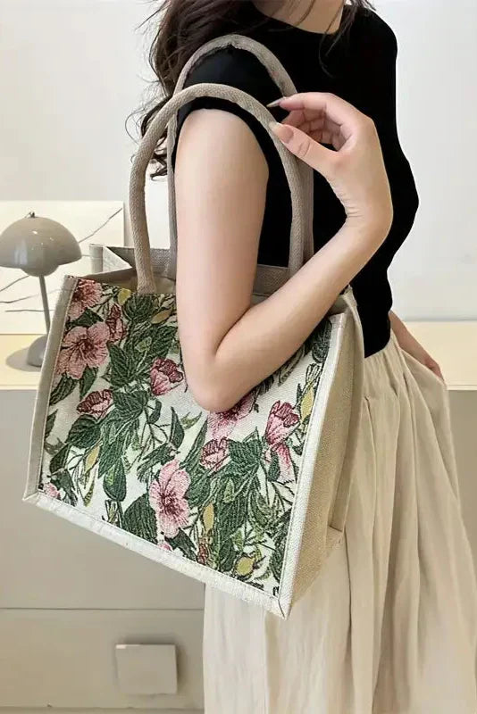 PATRICIA | Geantă din iută cu imprimeu floral