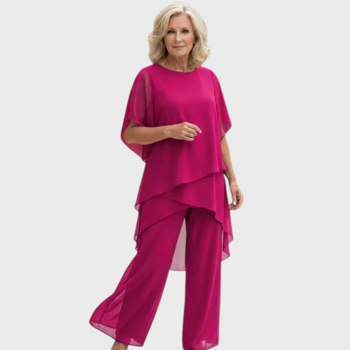 NICOLETA | Sacou cu pantaloni palazzo drapatați
