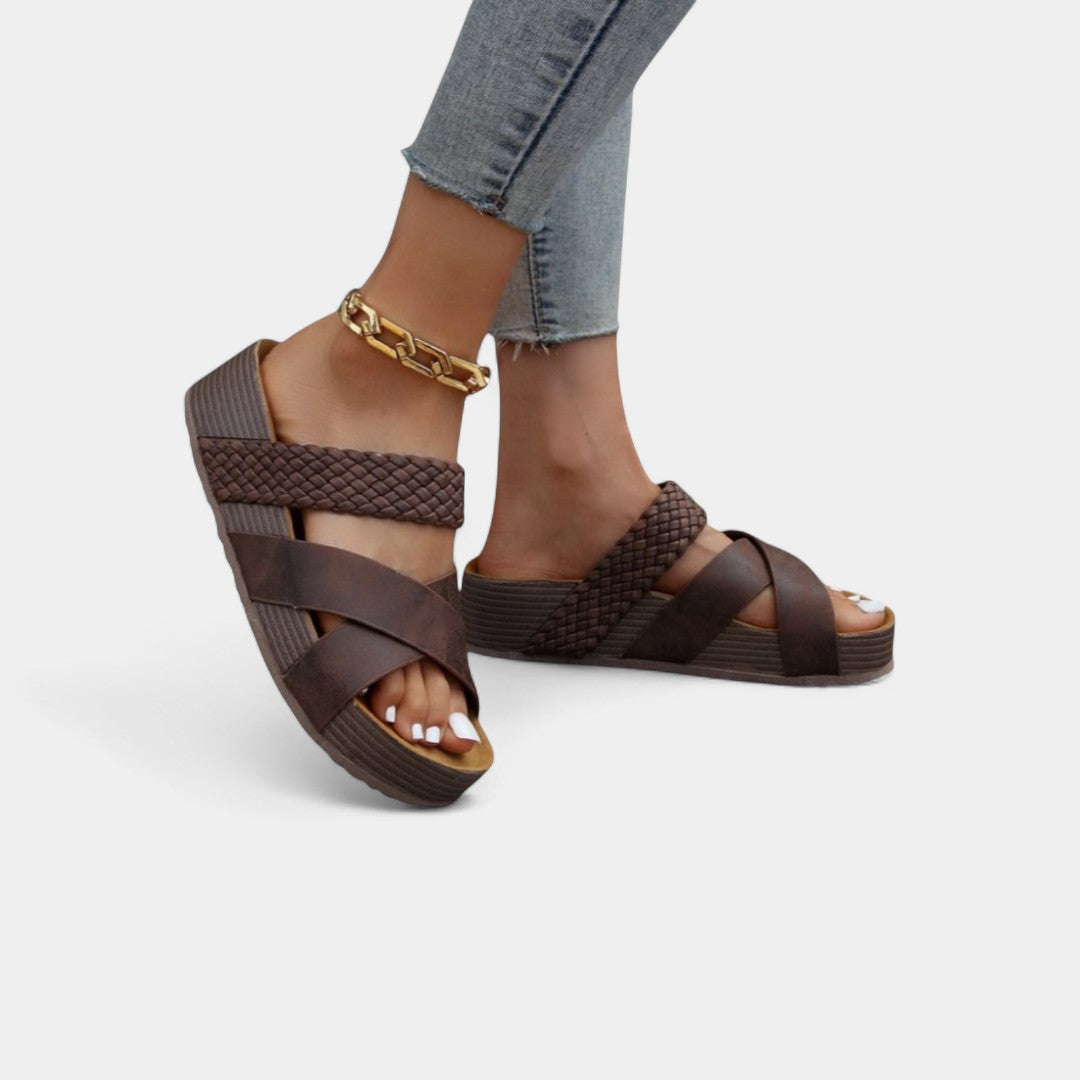 CRISTINA | Sandale slip-on cu toc jos