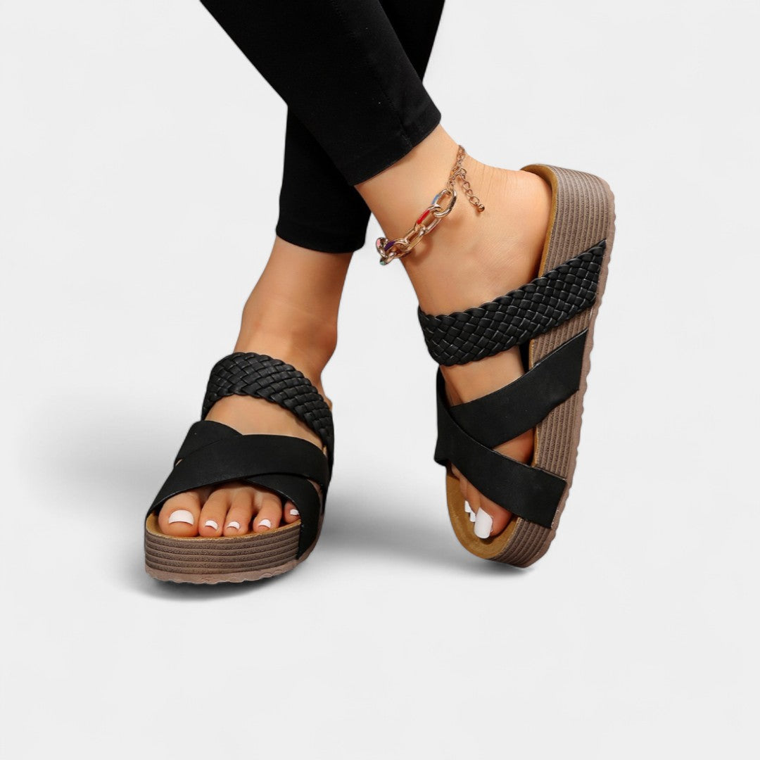 CRISTINA | Sandale slip-on cu toc jos