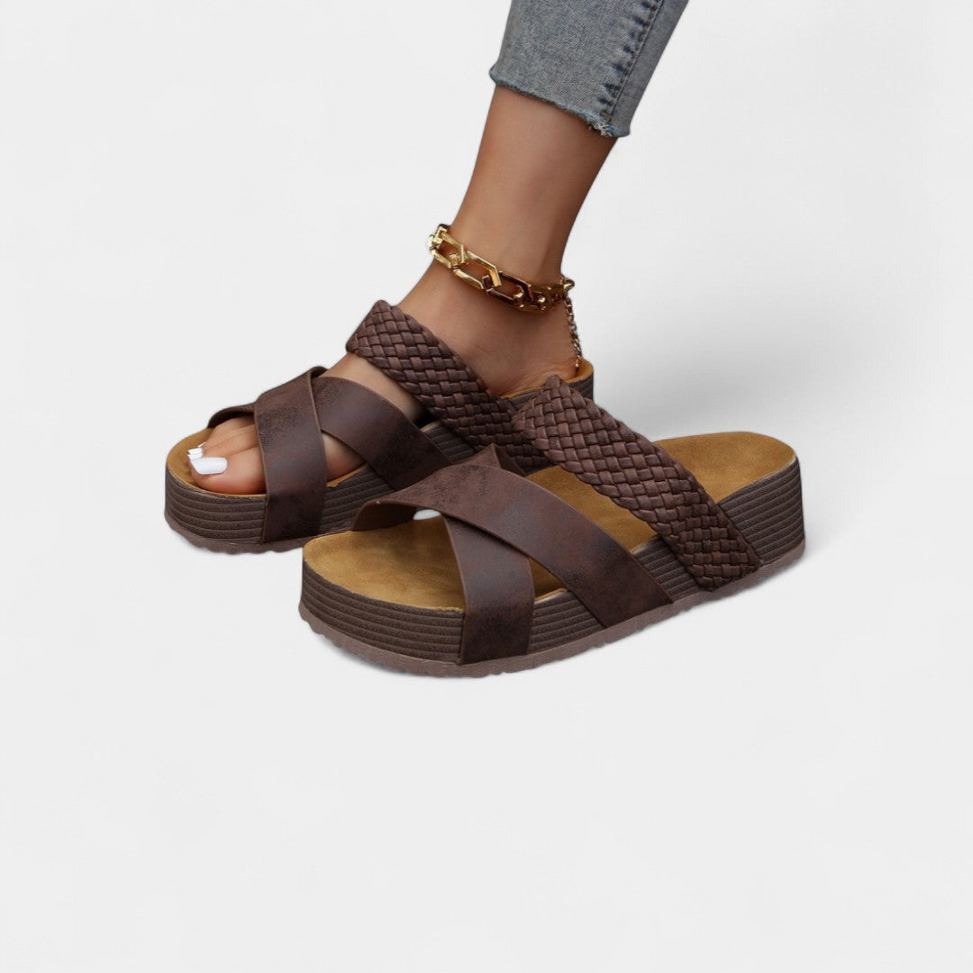 CRISTINA | Sandale slip-on cu toc jos