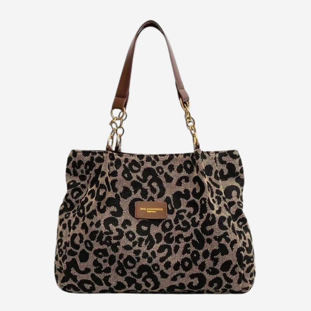 LAURA | Geantă din pânză cu model leopard