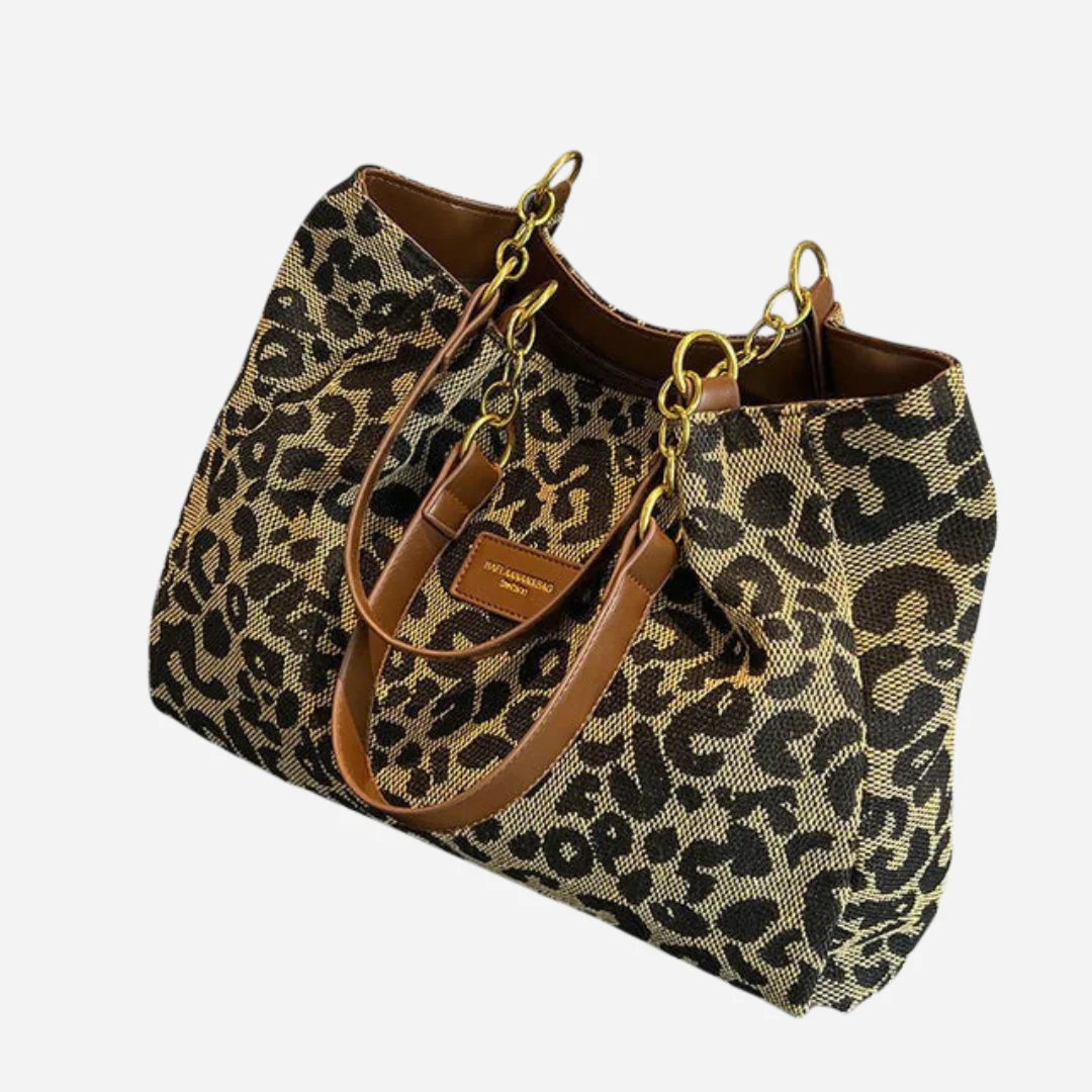 LAURA | Geantă din pânză cu model leopard