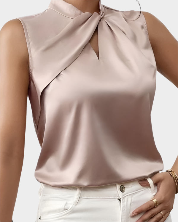 LORENA | Bluză din satin fără mâneci