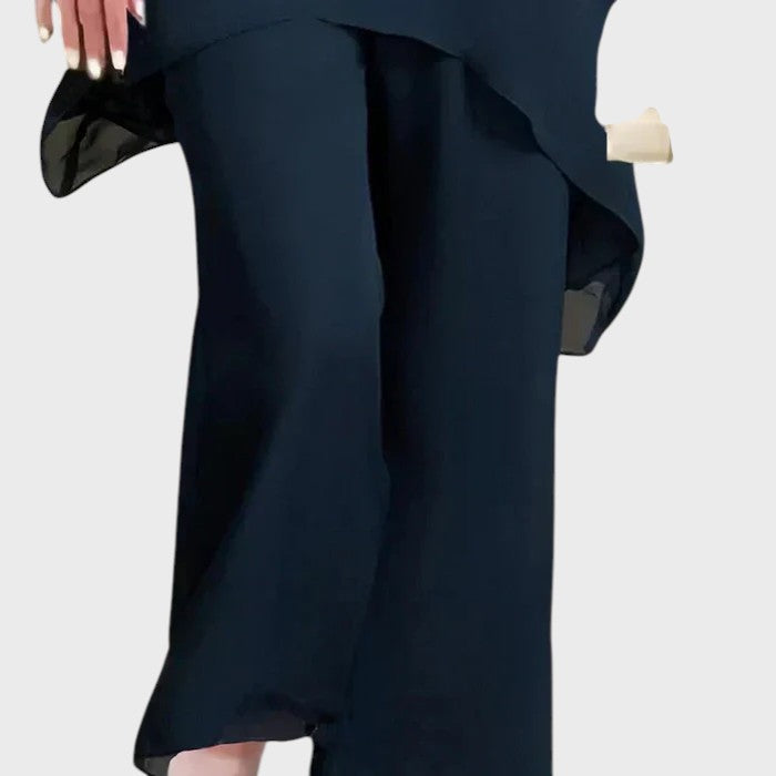 NICOLETA | Sacou cu pantaloni palazzo drapatați